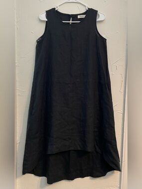 Magic Linen Royal Toscana Dress | Sleeveless Black 100% Linen | size xs